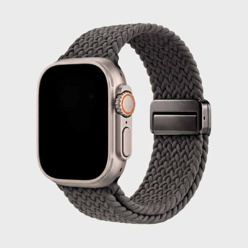 Full length view of stylish woven unisex smartwatch band