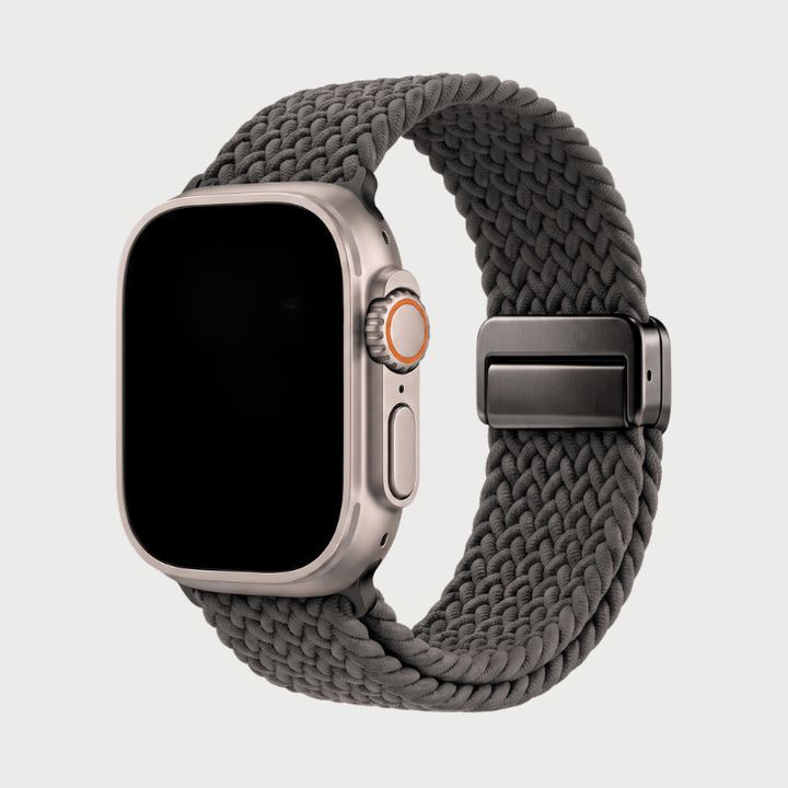 Full length view of stylish woven unisex smartwatch band