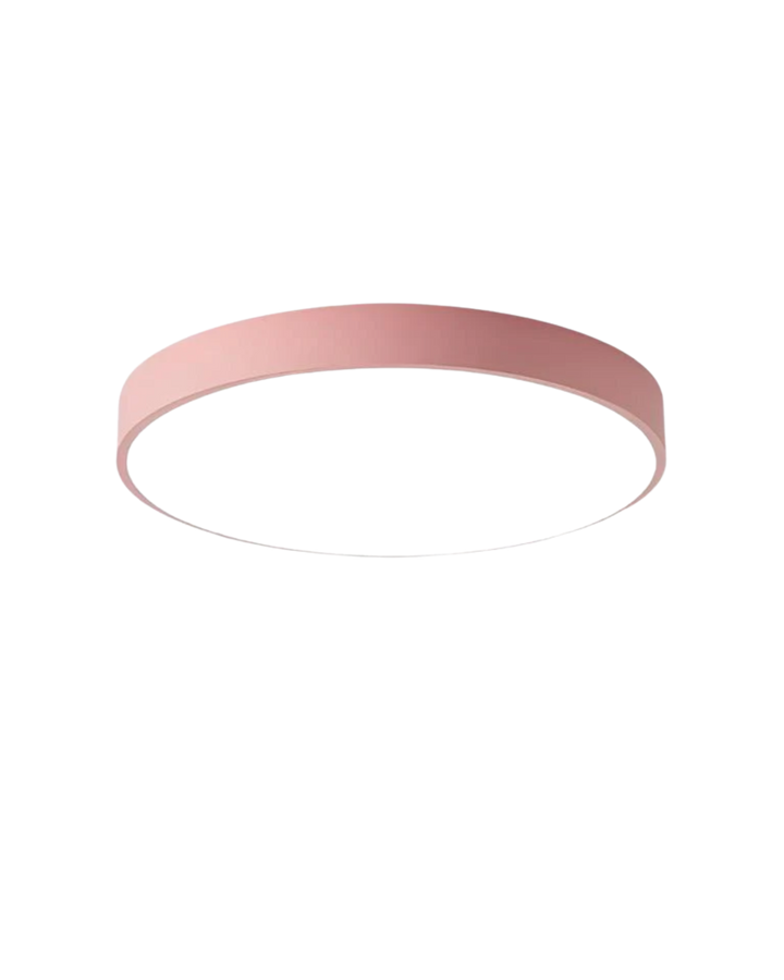 Low profile LED ceiling lamp seamlessly blending into a white ceiling