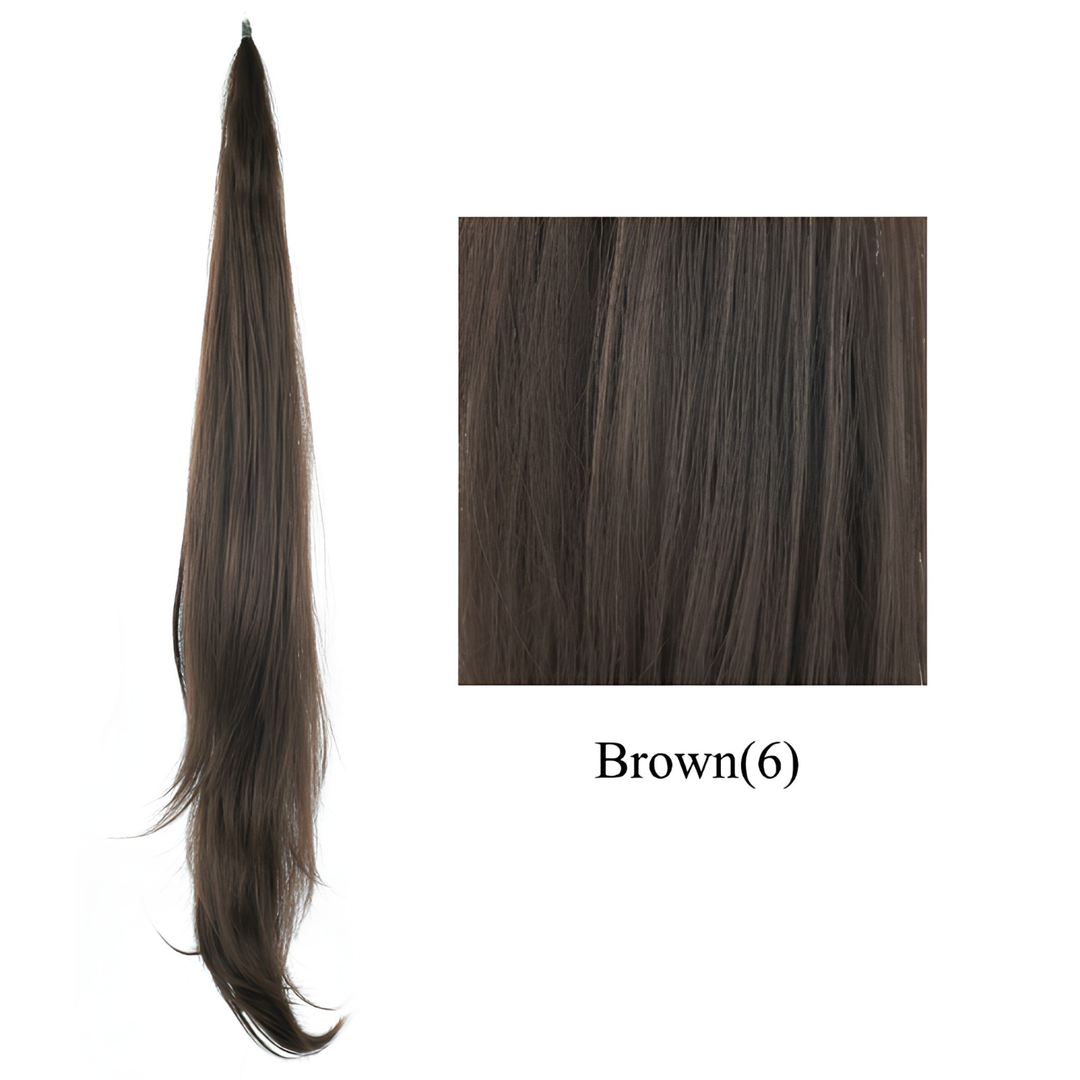 Complete package of the long curly wrap-around hair extension