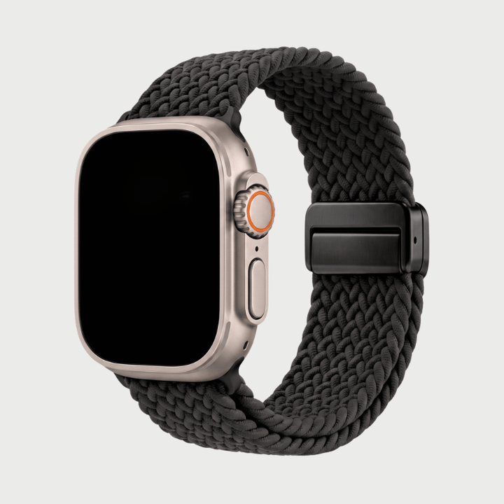 Packaged view of premium braided magnetic watch band accessory