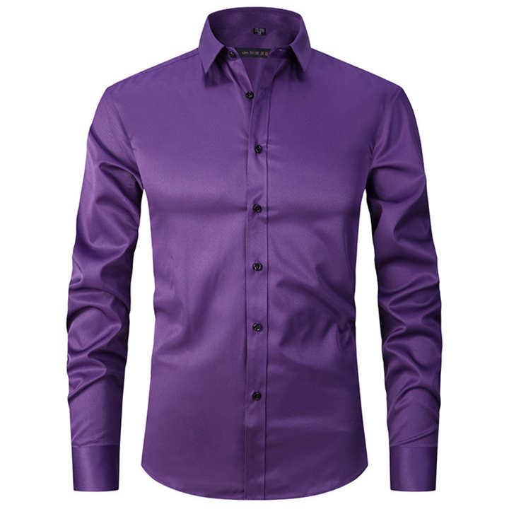 Back view of mens long sleeve button down work shirt