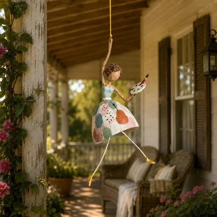 Whimsical decor piece styled as a graceful dancing woman hanging up