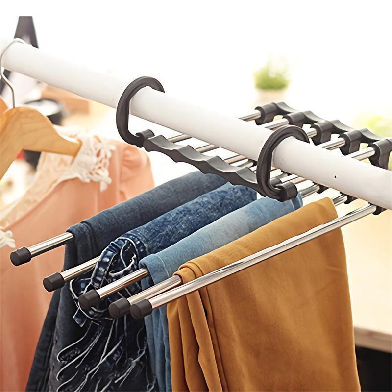 Close up of magic pants hanger nonslip bars keeping trousers securely in place