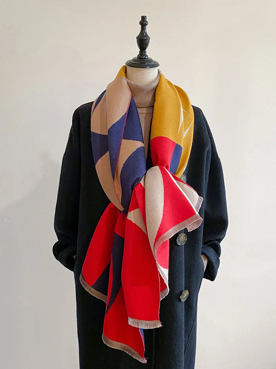 Reversible soft warm scarf featuring dual color design for women