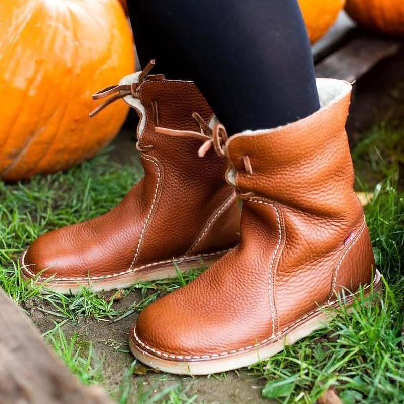 Detailed shot of ankle boots showing flexible and durable upper leather