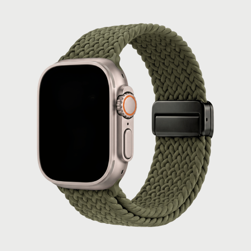 Reliable magnetic clasp securing the adjustable watch band