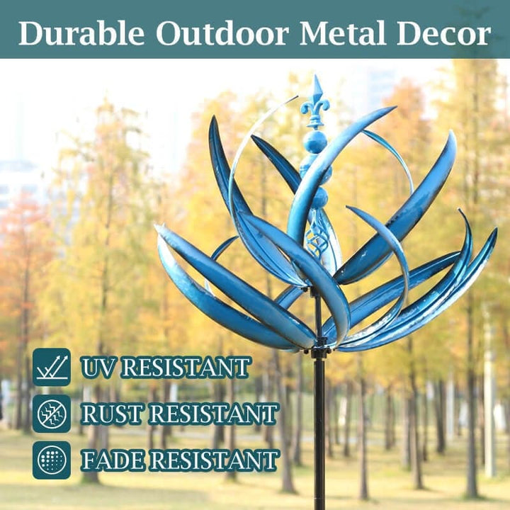 Kinetic metal wind spinner for garden decor and lawn ornament