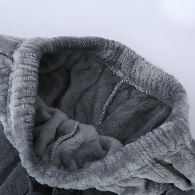 High-quality fabric texture of men's plush winter nightwear