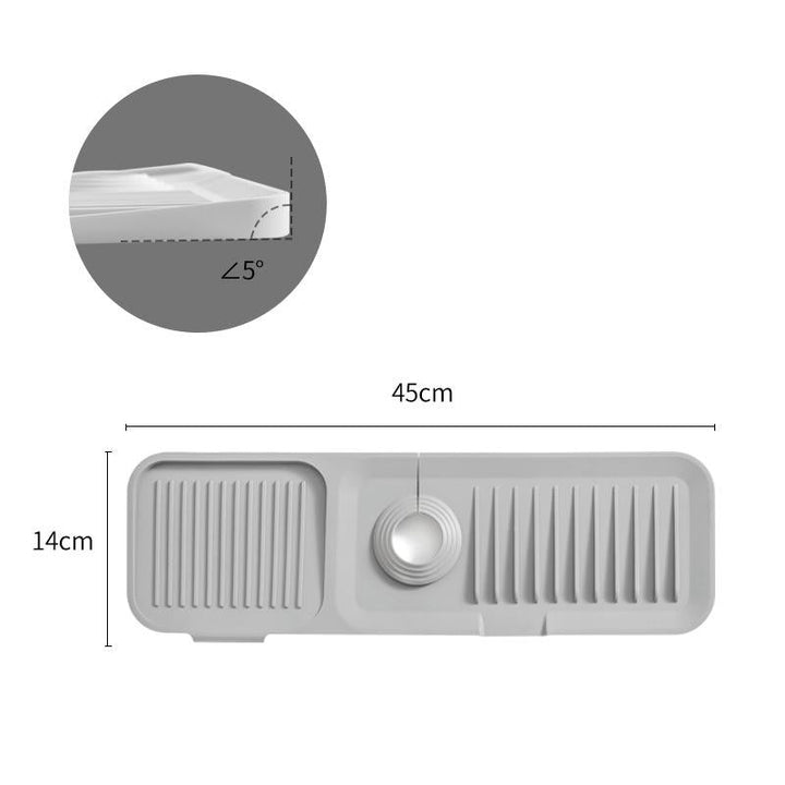 Full setup of silicone dish drying mat with washed tableware