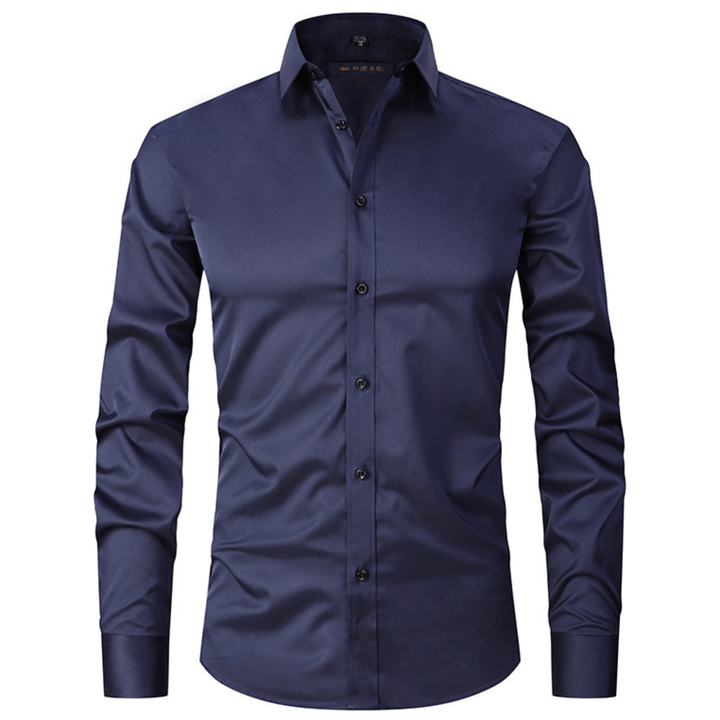 Close up of collar and buttons on mens casual shirt