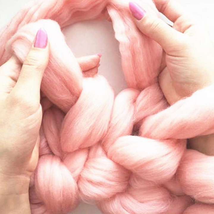 DIY chunky knit blanket craft kit with soft chenille yarn for home decor