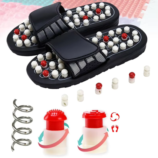 Acupressure reflexology sandals demonstrating flexibility and grip