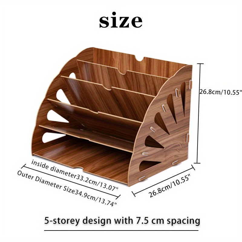 Dimensions diagram of the wooden desk organizer showing measurements in cm