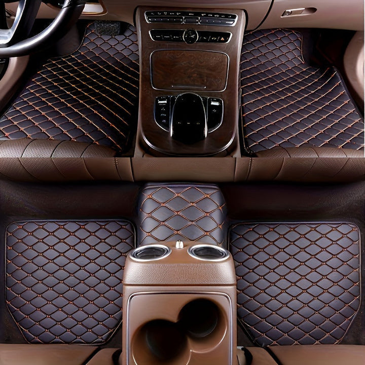 Stylist diamond pattern car mats enhancing modern vehicle interior