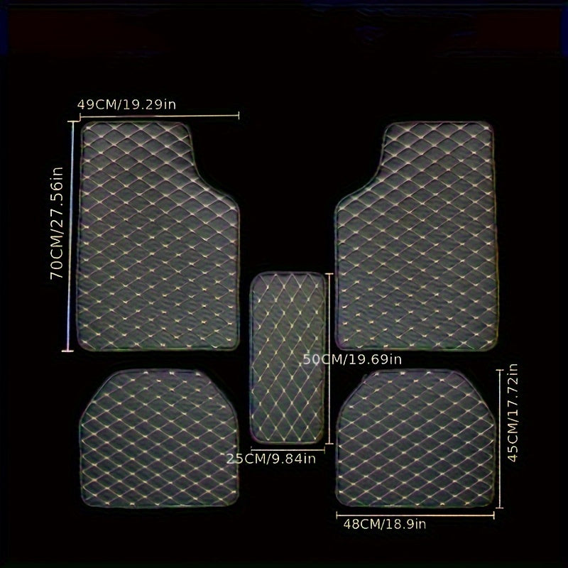 Complete set of universal car mats laid out to show full floor coverage