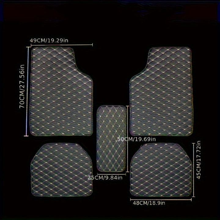 Complete set of universal car mats laid out to show full floor coverage