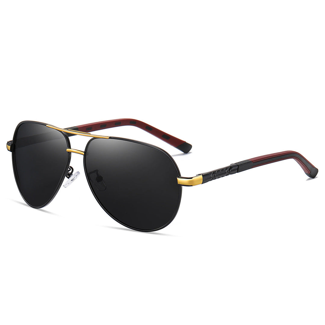 Mens polarised sunglasses displaying gradient tint and sturdy construction