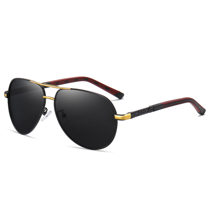 Mens polarised sunglasses displaying gradient tint and sturdy construction