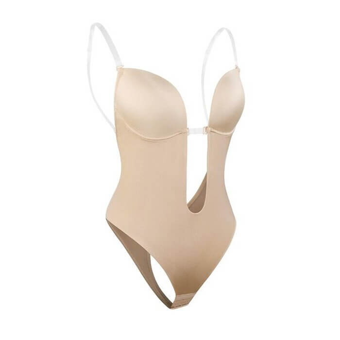 Side profile of women seamless shaper bodysuit for invisible support
