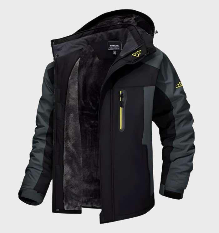 Warm mens fashion winter jacket with hood and lining