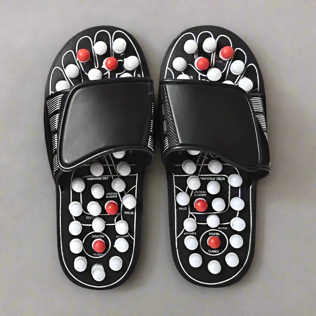 Detailed shot of reflexology massage points inside footwear
