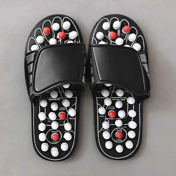 Detailed shot of reflexology massage points inside footwear