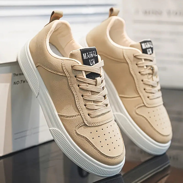 Men's comfortable footwear in earthy brown tones, full shot