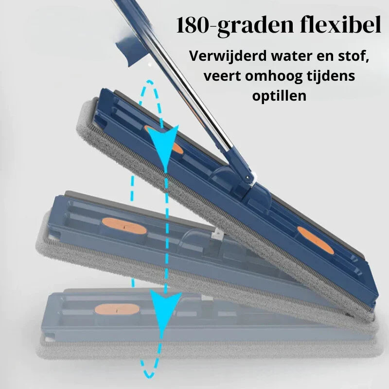 Flexible 180-degree swivelling mop head cleaning floors