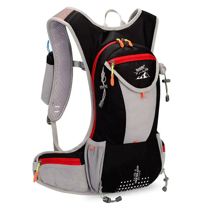 Water-resistant zipper detail on durable sports hydration pack