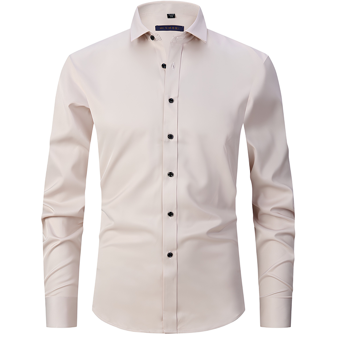 Fabric texture detail of mens cotton blend work shirt