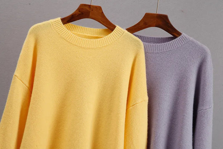 Laid-flat view of the green women's oversized jumper and knit pullover