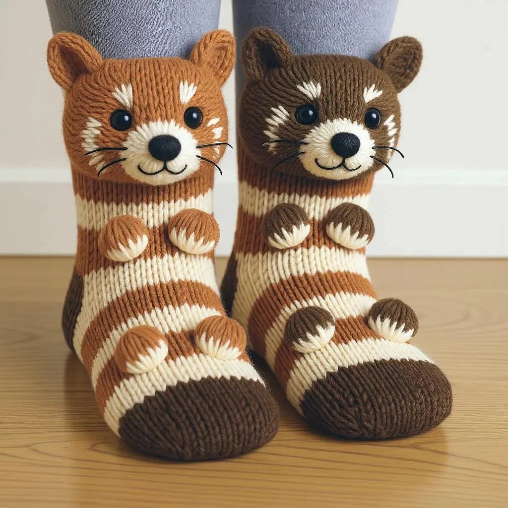 Stylish sports socks with playful 3D animal details for everyday warmth