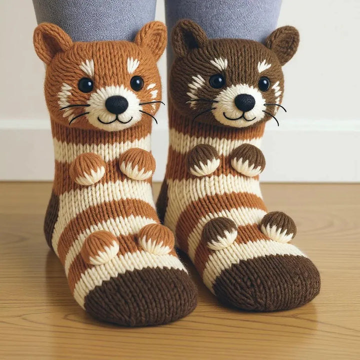 Stylish sports socks with playful 3D animal details for everyday warmth