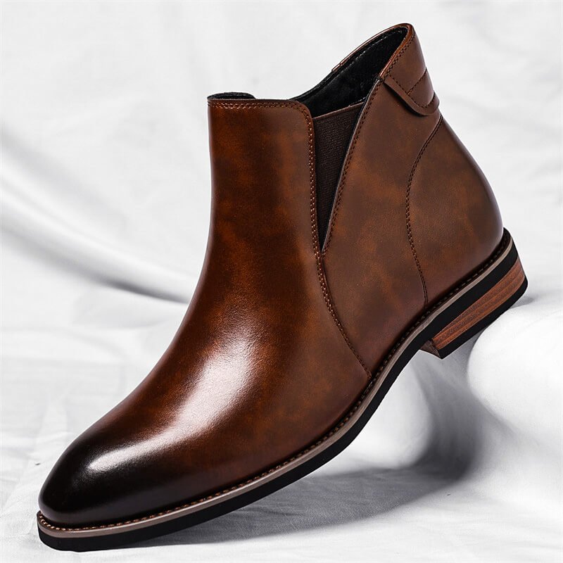 Cognac brown hand-crafted Chelsea boots for men