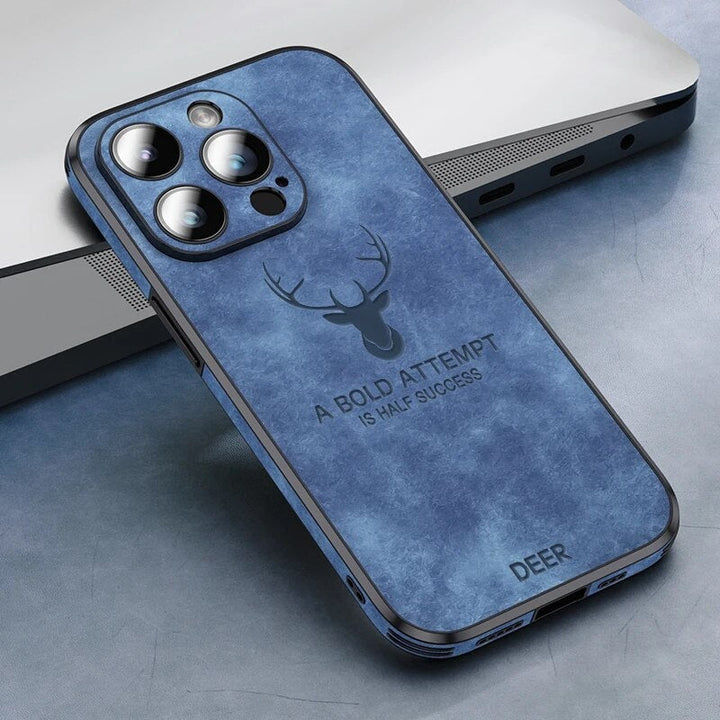 Complete view of luxury texture iPhone case ready for use