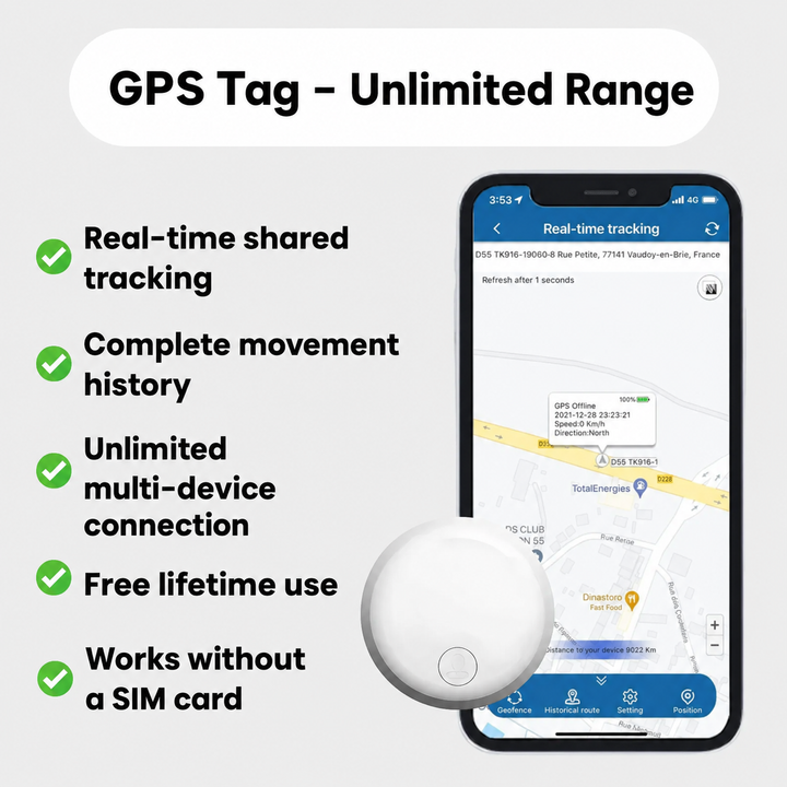 Smartphone interface displaying real-time cat tracking map and features