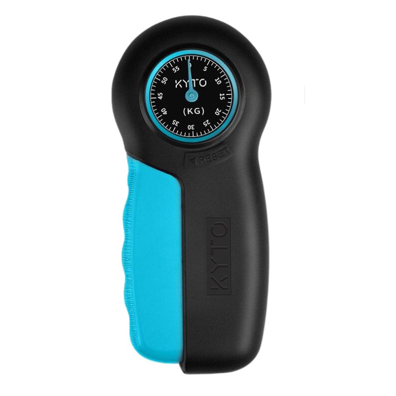 Blue variant of the Hand Grip Trainer with strength measurement dial
