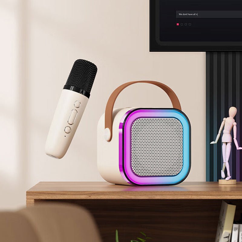 Top view of portable wireless kids karaoke machine showing control buttons