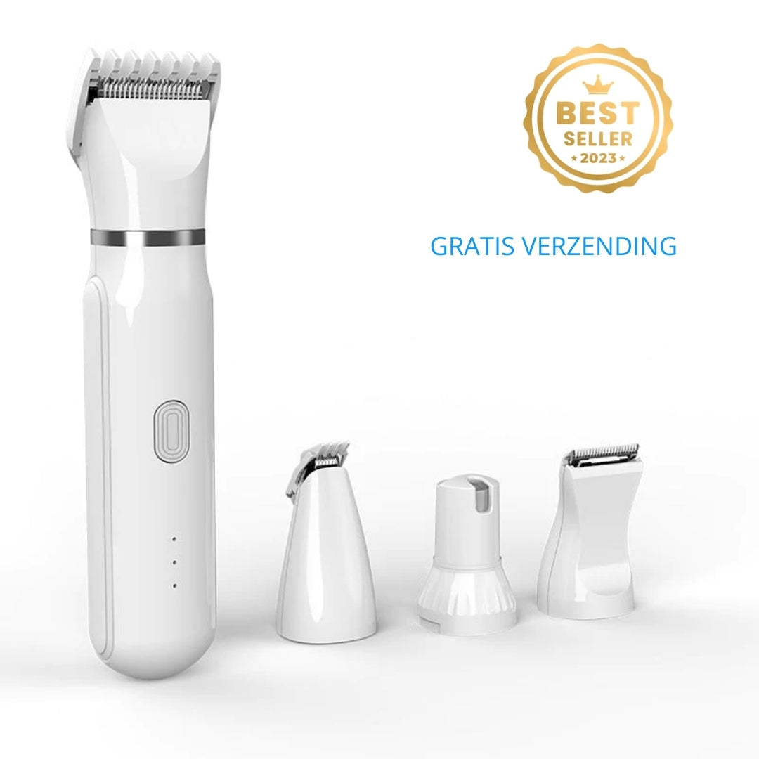 PetGroom Pro 4-in-1 cordless pet grooming clipper kit with interchangeable heads