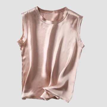 Casual satin shirt and sleeveless blouse for women's elegant wear