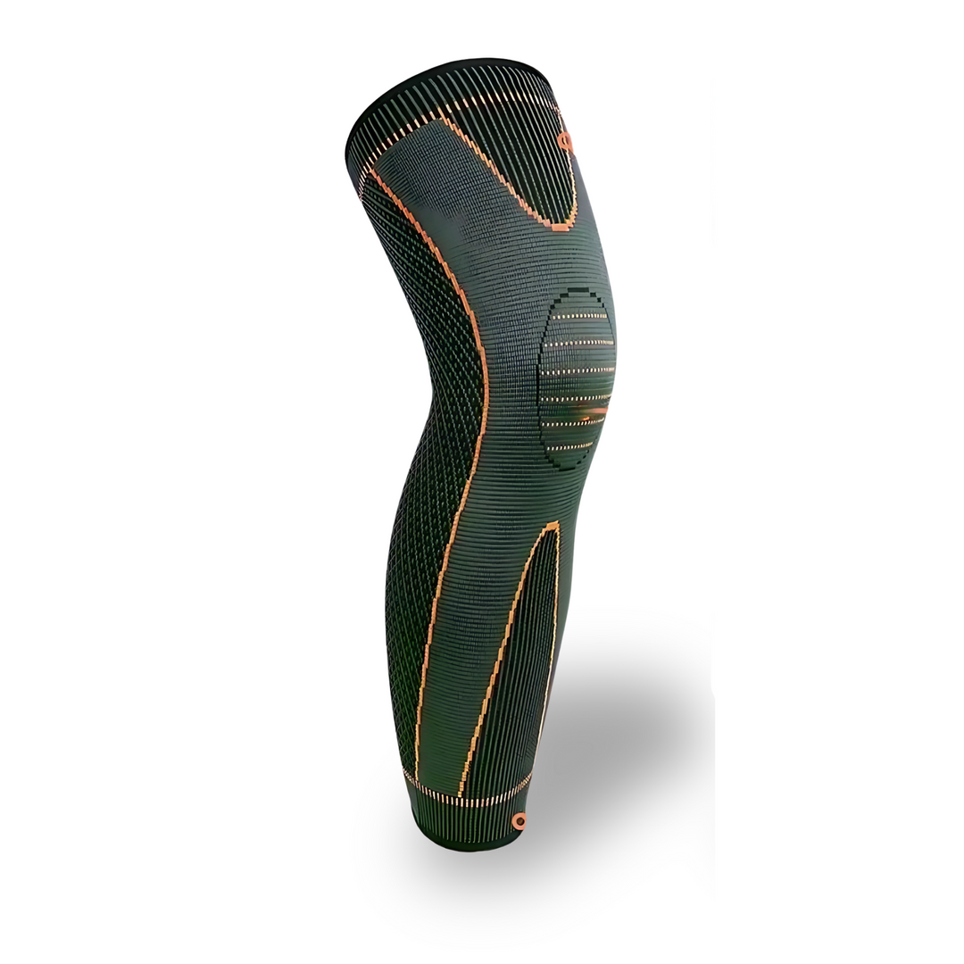Pack of two unisex knee support compression sleeves laid flat on a surface