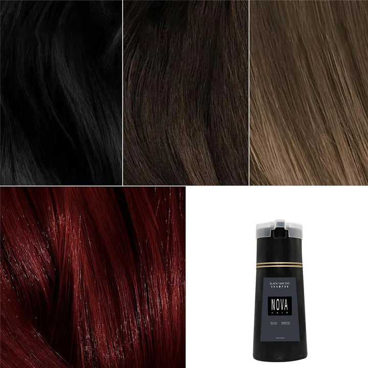 Unisex herbal colour hair dye shampoo bottle showing front label and design