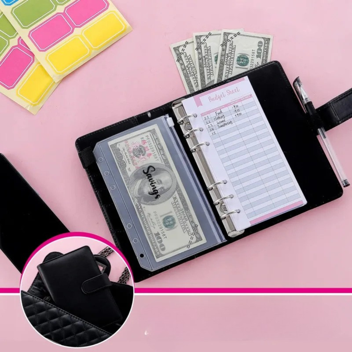 Cash envelope system organiser for minimalist budgeting and saving