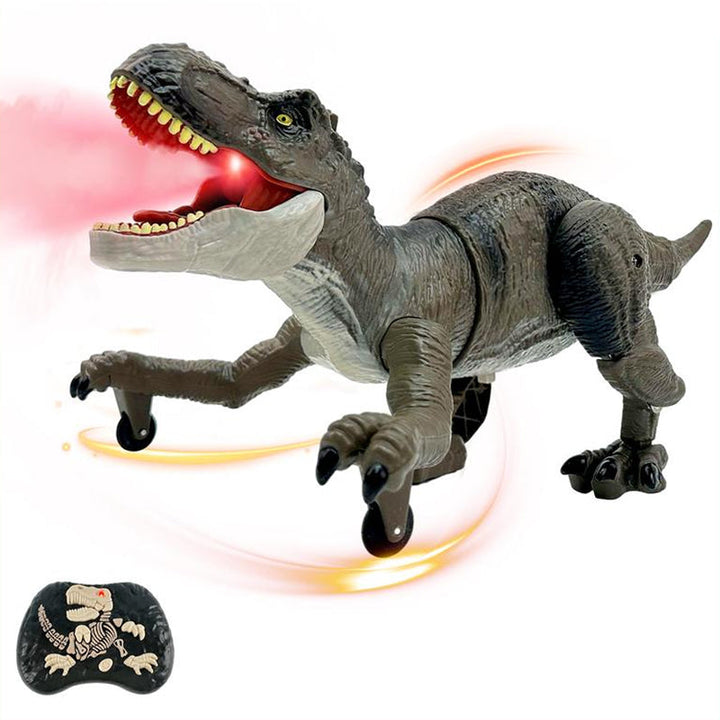 Kids remote control dinosaur toy with realistic walking action and mist spray