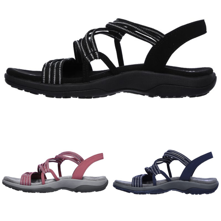 Pair of trendy womens strappy sandals styled for warm weather outings