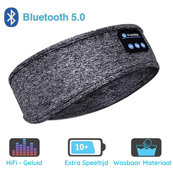 Travel sleep mask with bluetooth 5.0 displayed flat on a surface