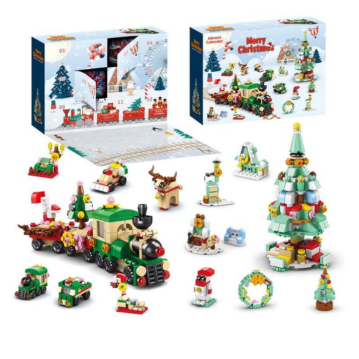 Kids festive building blocks advent calendar box front view