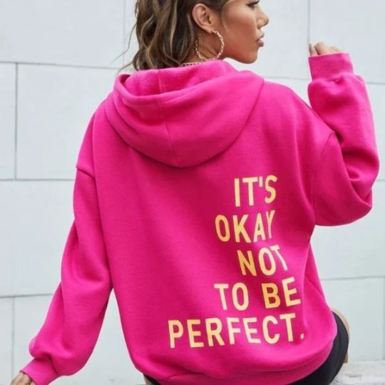 Stylish women's fashion pullover hoodie with typography