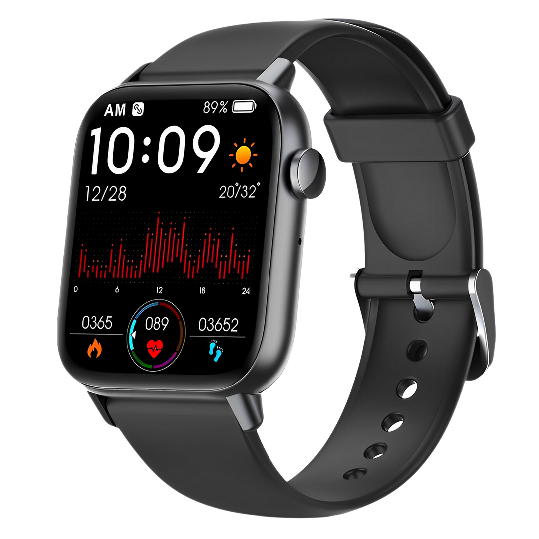 Sleek sports watch and health tracker featuring a modern touchscreen interface and durable band